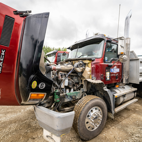 Truck with engine